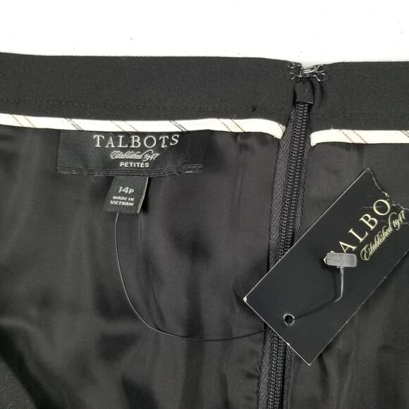 Talbots Black Pleated Ruffle Hem Lined Rear Zip Skirt NEW Size 14 P - Picture 5 of 6